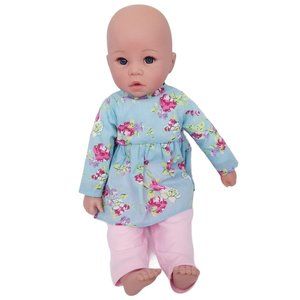 Walmart Baby Doll Plush Body Plastic Head Feet Hands Floral Clothes Kingstate